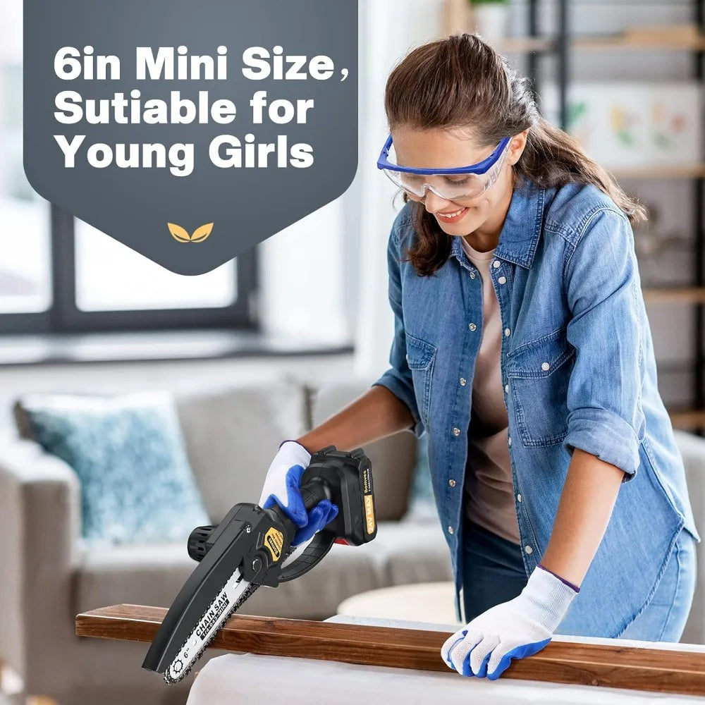 Chainsaw, 6-INCH Electric Power Chainsaw, Battery Powered - Tool Traction