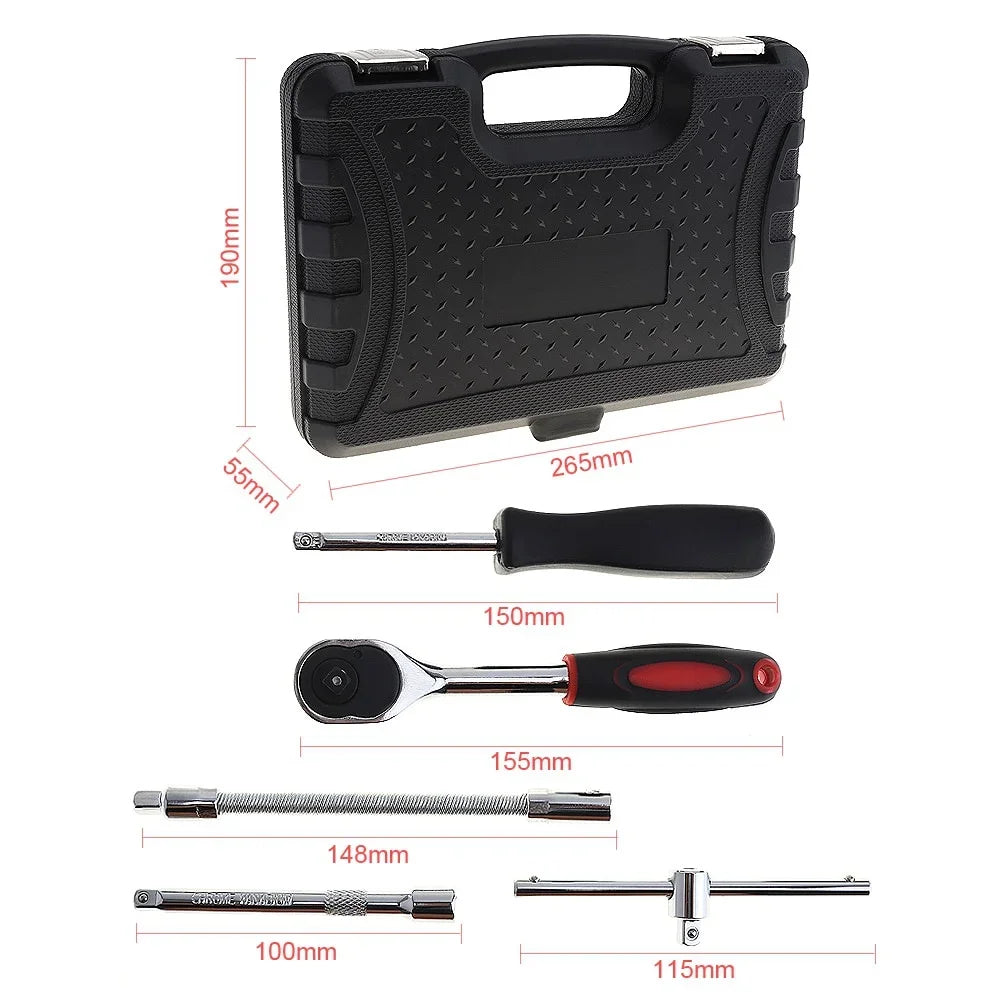 Socket Set Universal Car Repair Tool Ratchet 46pcs/lot - Tool Traction