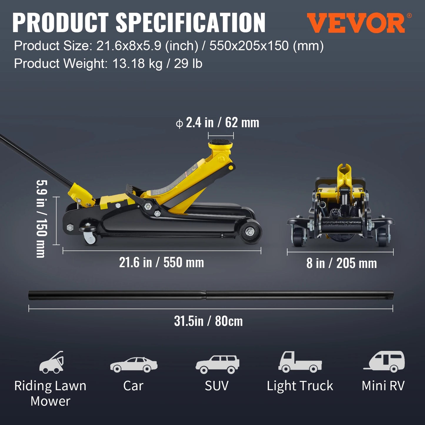 VEVOR 2.5T Floor Hydraulic Jack - Tool Traction
