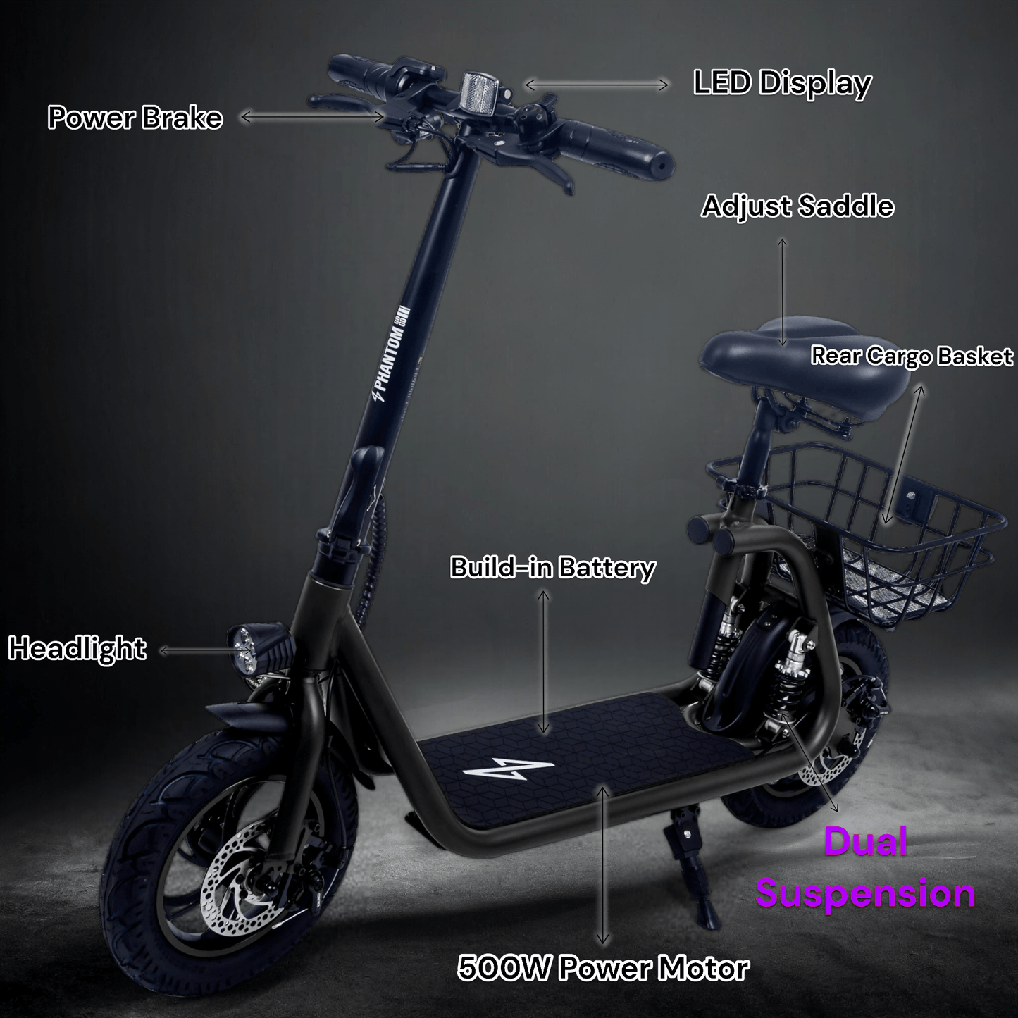 Electric Scooter for Adults - Foldable Scooter w