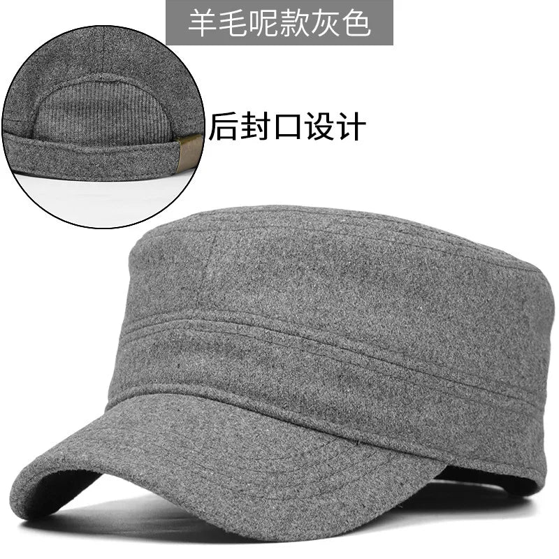 Hat Man Woman Outdoor Warm Flat Army Cap