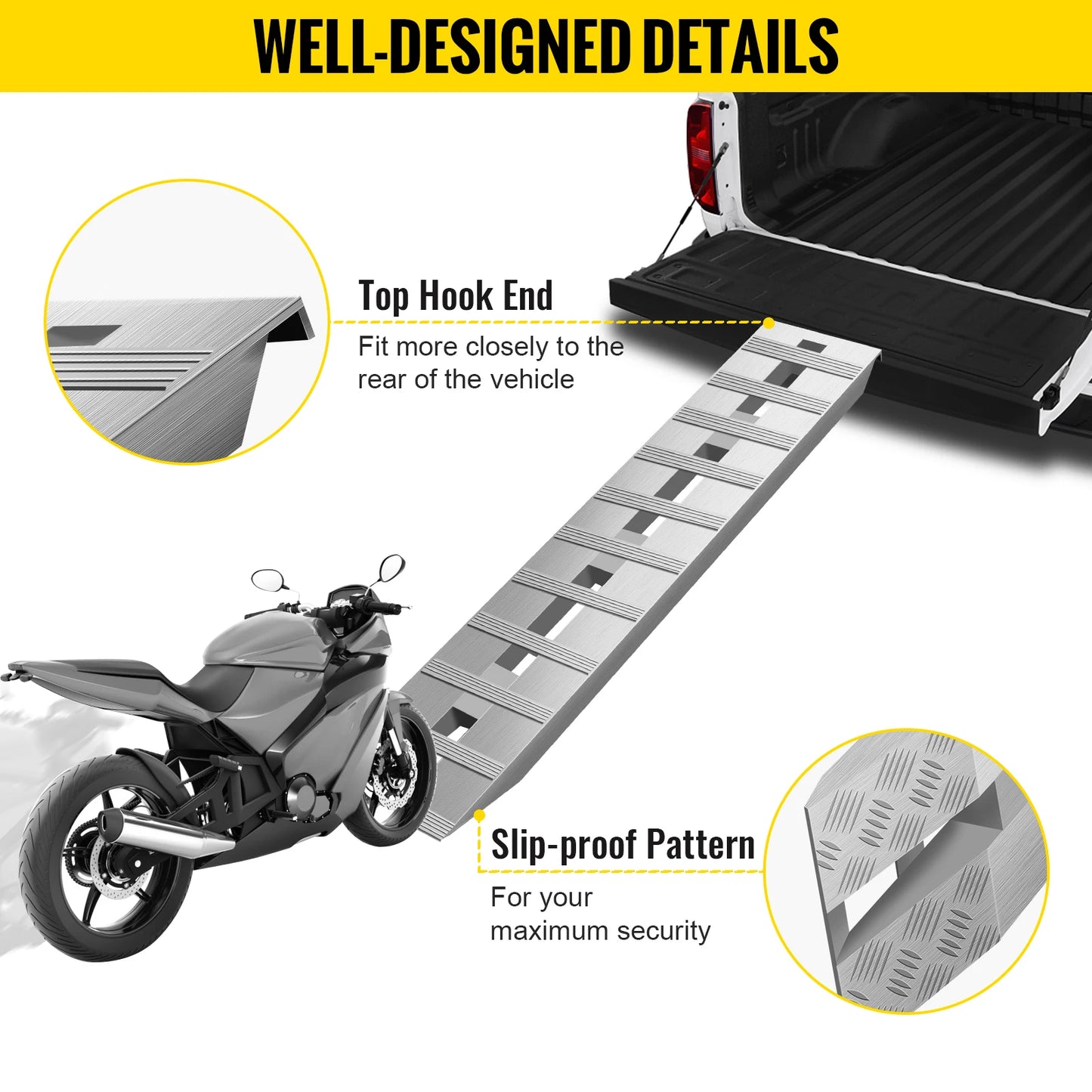 VEVOR 60''x12'' 2 Pcs Aluminum Ramps - Tool Traction