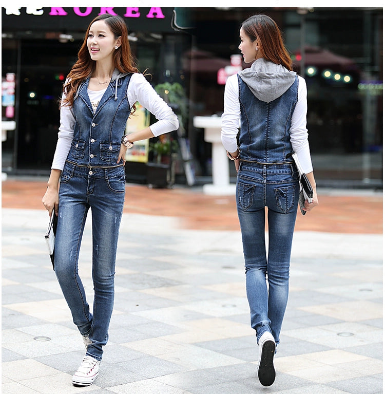 Denim Suspender Pants