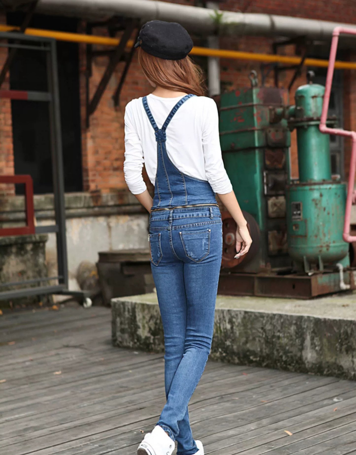 Denim Suspender Pants