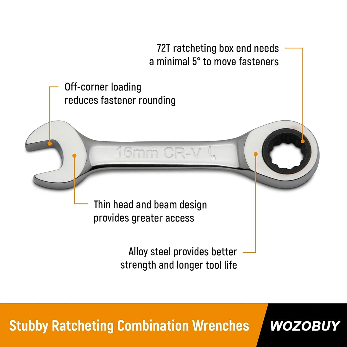 Wrench Stubby Combination Ratchet Socket Spanner Nut Repair Tools - Tool Traction