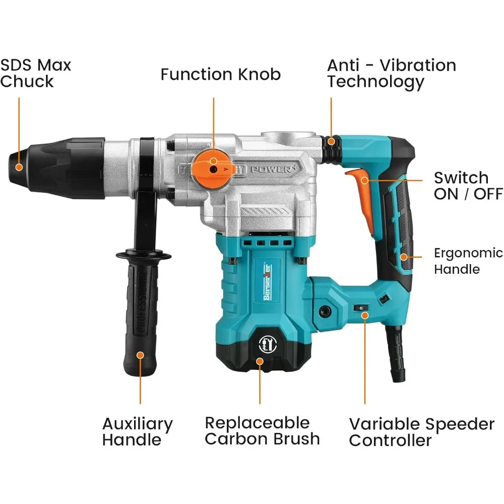 Max Heavy Duty Rotary Hammer Drill, 13 AMP - Tool Traction