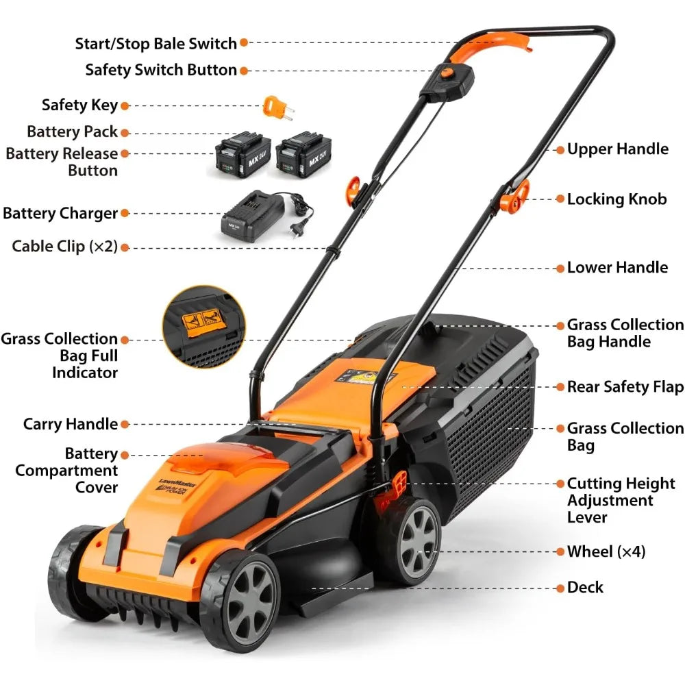 Lawn Mower 24V Max with 2X4.0Ah Battery and a Charger