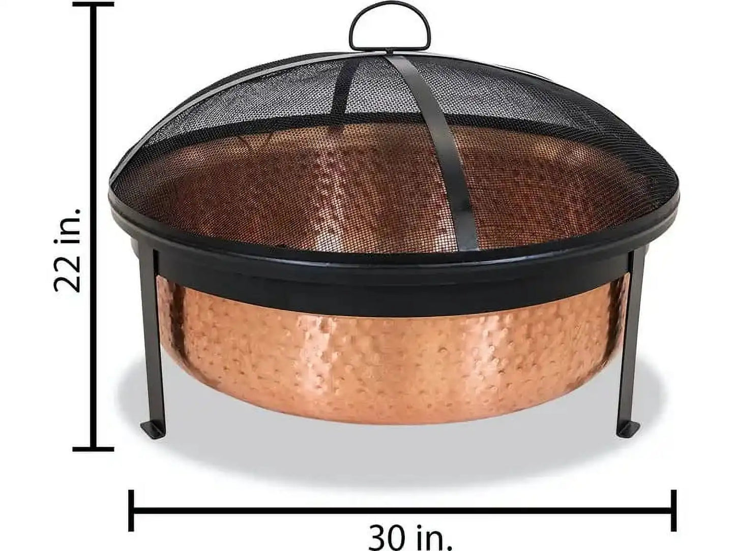 Fire Pit Round Copper with Mesh Cover Outdoor