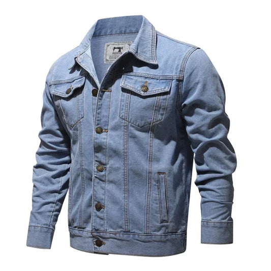 Mens Casual Denim Jacket Slim Cowboy Coat