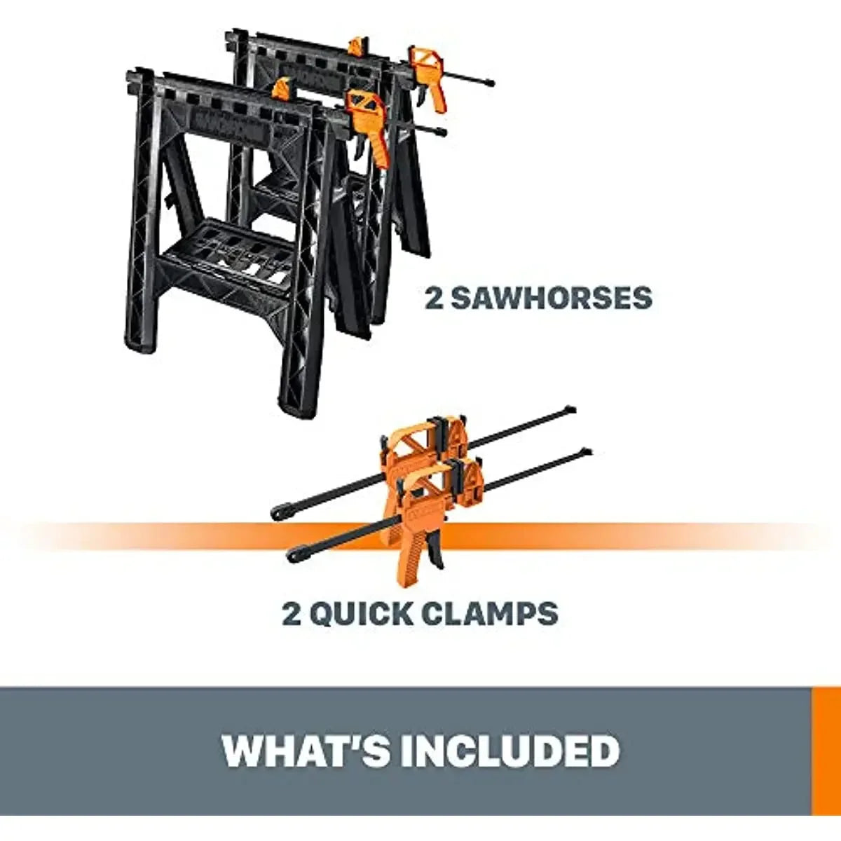 WORX WX065 Clamping Sawhorses with Bar Clamps - Tool Traction