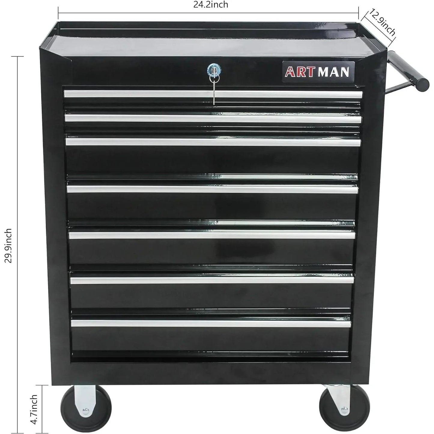 EliteZ 7-Drawer Rolling Tool Box, Tool Chest w/ Wheels & Locking System,