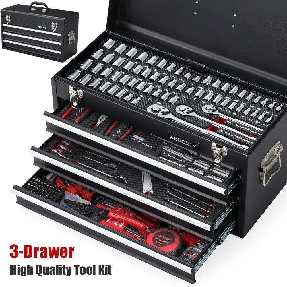 Mechanics Tool Set 438-Piece with 3-Drawer Heavy Duty - Tool Traction