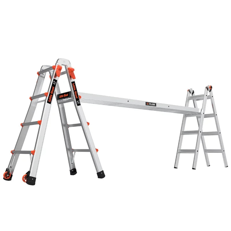 Little Giant 15' Aluminum Multi-Use Ladder with Rack - Tool Traction