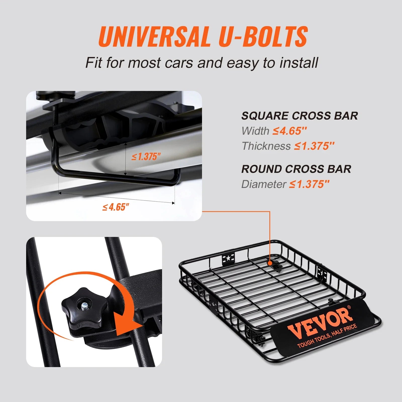 VEVOR Roof Rack Cargo Basket - Tool Traction