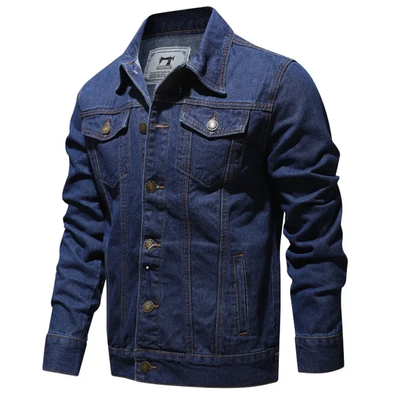 Mens Casual Denim Jacket Slim Cowboy Coat