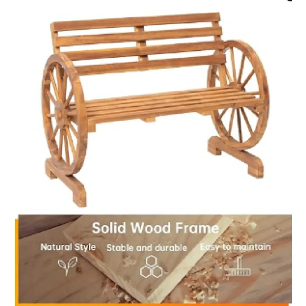 Wooden Wagon Wheel Bench Outdoor - Tool Traction