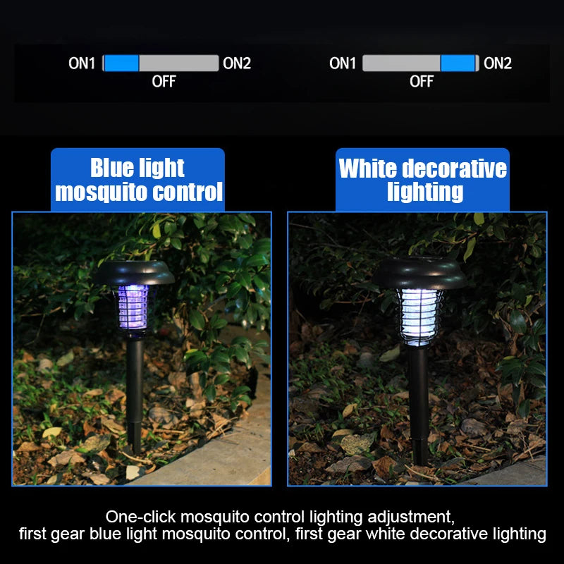 Solar Mosquito Killer With 2 Light Mode Outdoor IP65 Waterproof Led Light Bug Zapper Mosquito Trap Lamps For Garden Lawn Camping