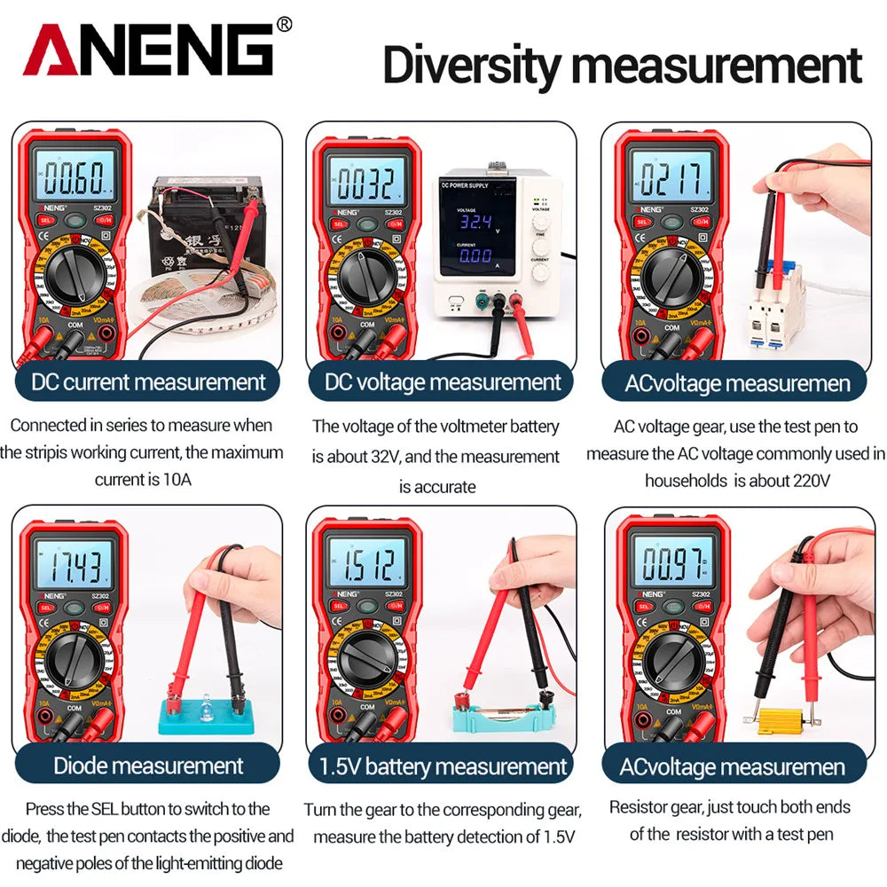 Multimeter AC/DC Voltage Tester NCV Detector Resistance Tester Ohm Ammeter