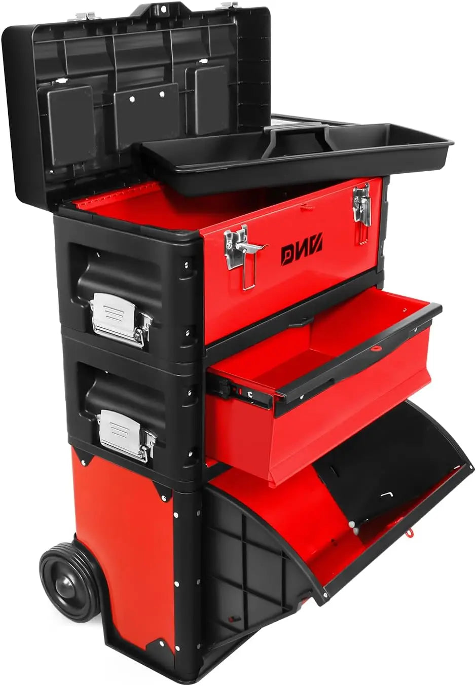 Tool Boxes Trolley 3-Tier Stackable Separate Hand Case