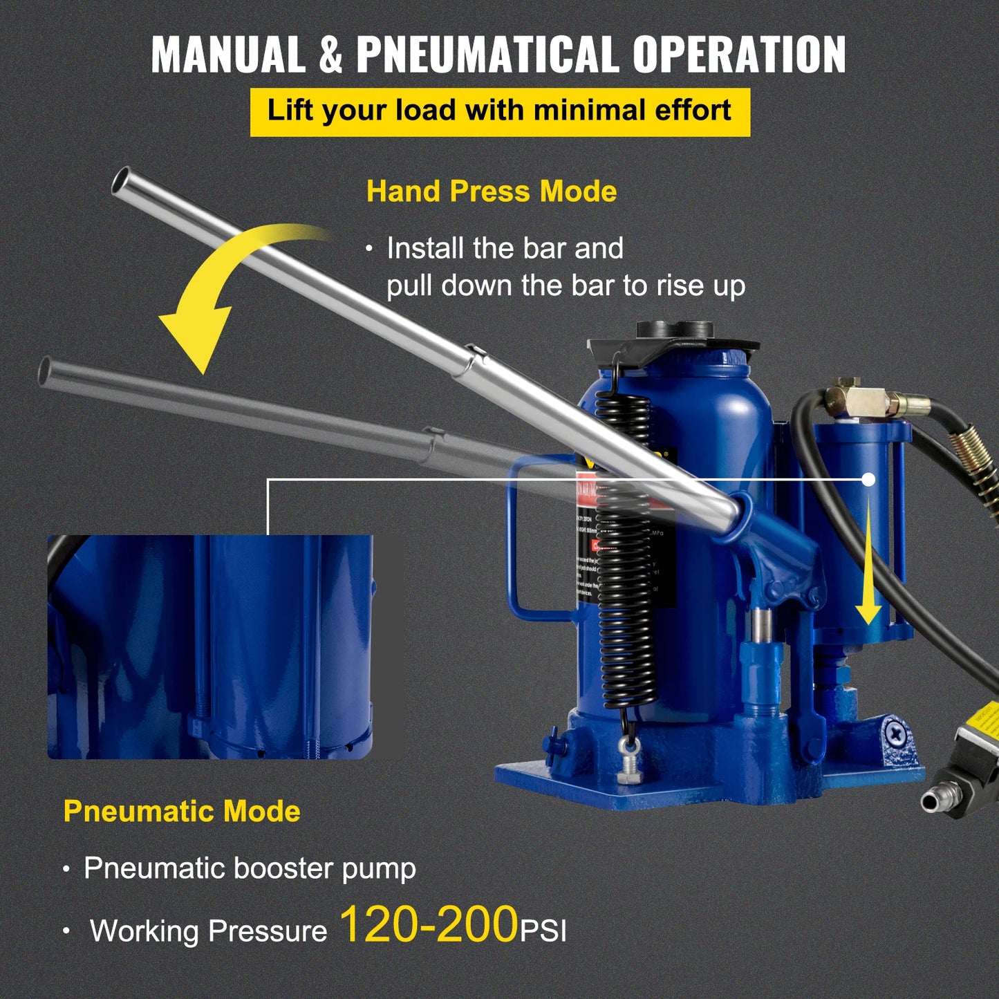 Air Hydraulic Bottle Car Jack - Tool Traction