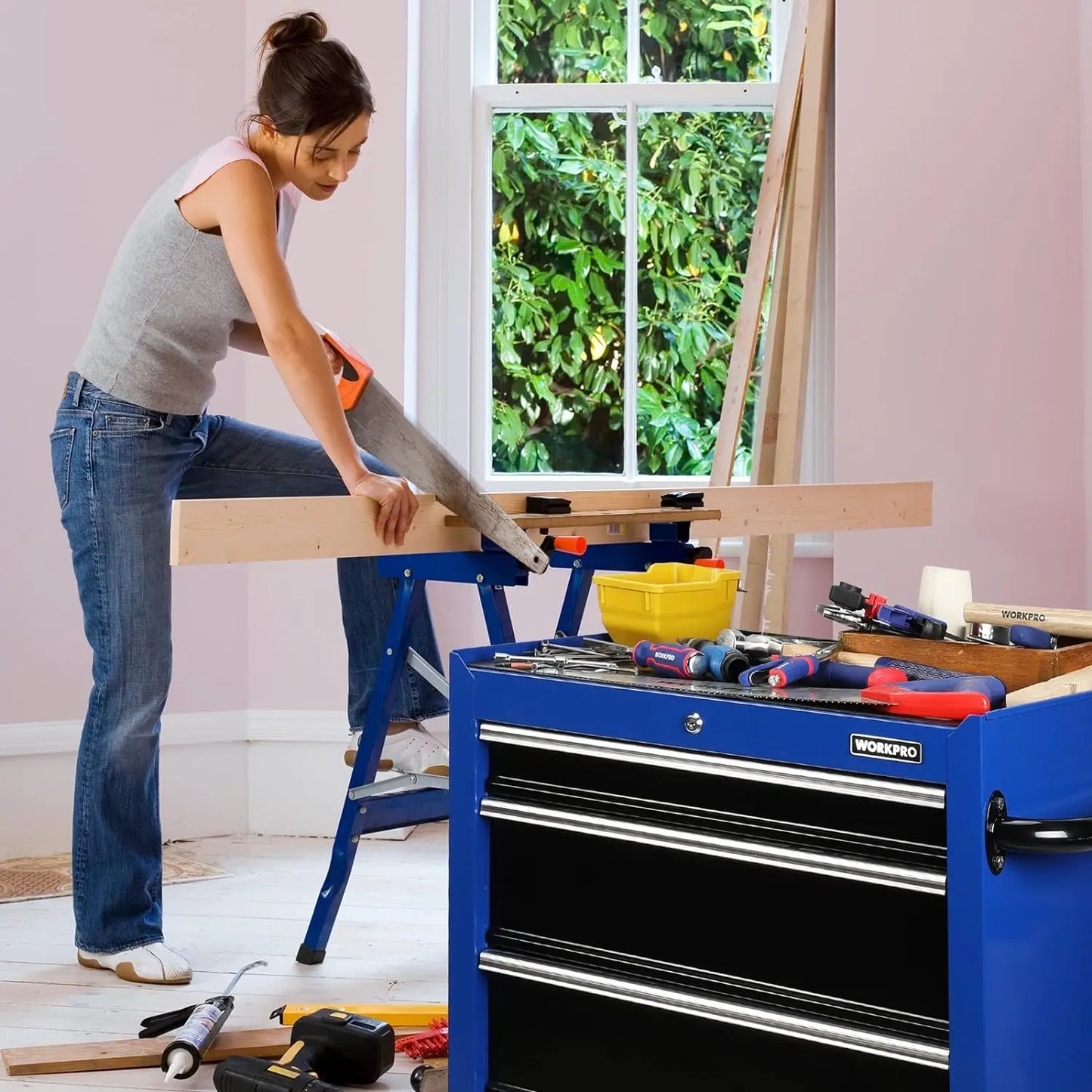 Rolling Metal Storage Cabinet with Casters