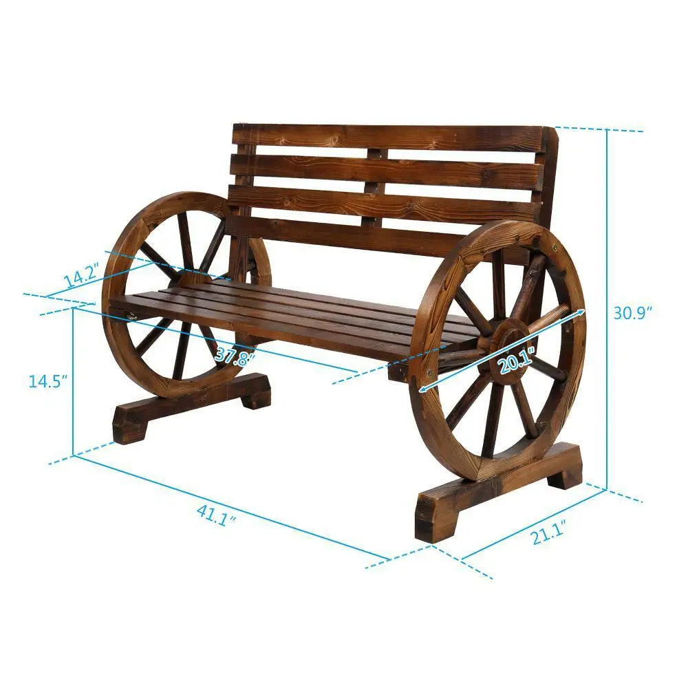 Bench Garden Loveseat Porch Patio Outdoor Seat Wagon Wheel - Tool Traction