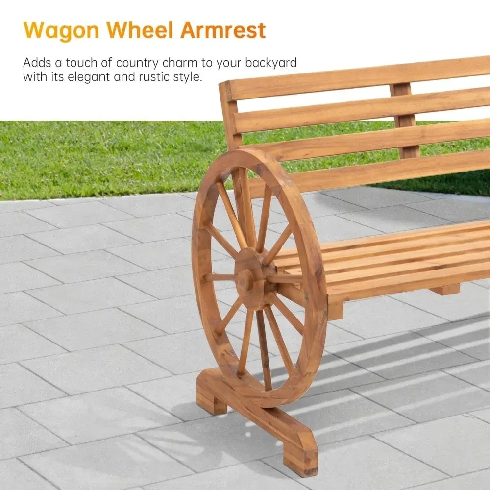 Wooden Wagon Wheel Bench Outdoor - Tool Traction