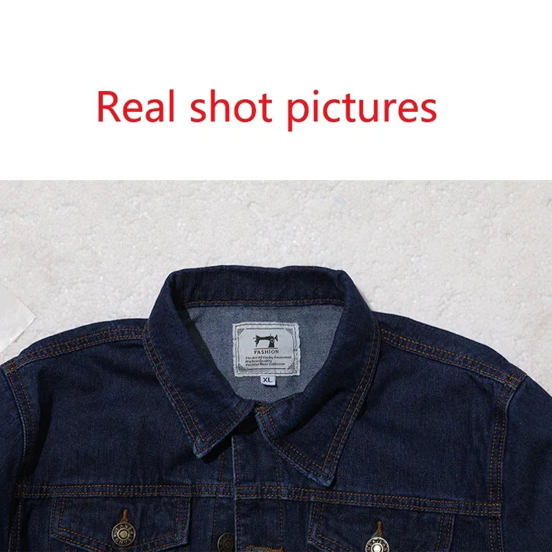 Mens Casual Denim Jacket Slim Cowboy Coat