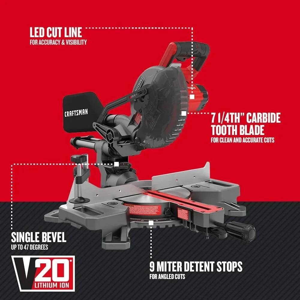 CRAFTSMAN V20 Miter Saw Kit, - Tool Traction