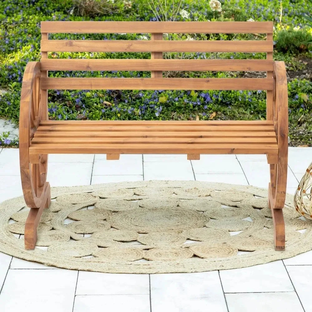 Wooden Wagon Wheel Bench Outdoor - Tool Traction