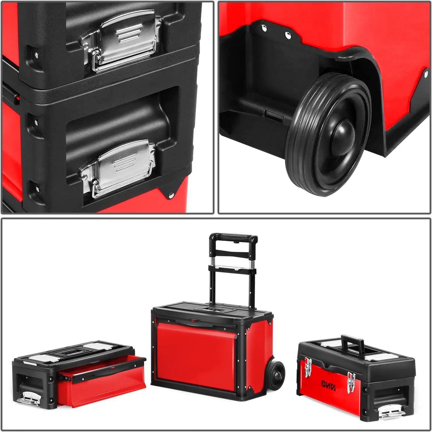 Tool Boxes Trolley 3-Tier Stackable Separate Hand Case