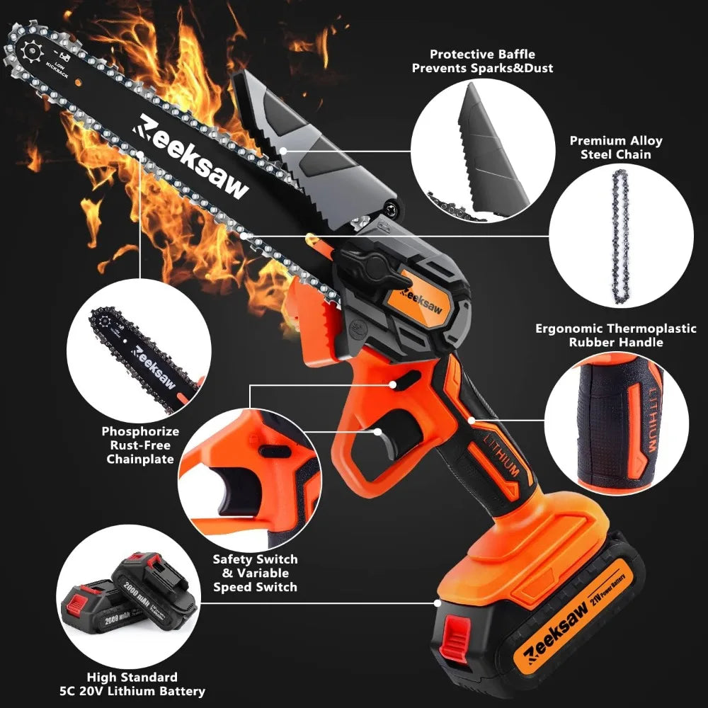 Mini Chainsaw 6 Inch Cordless, - Tool Traction