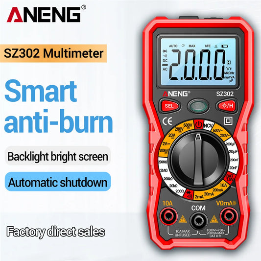 Multimeter AC/DC Voltage Tester NCV Detector Resistance Tester Ohm Ammeter