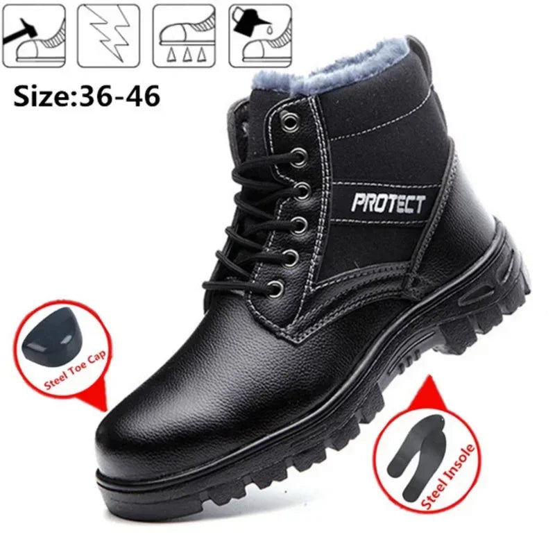 Black Steel Toe Boots for Men Women