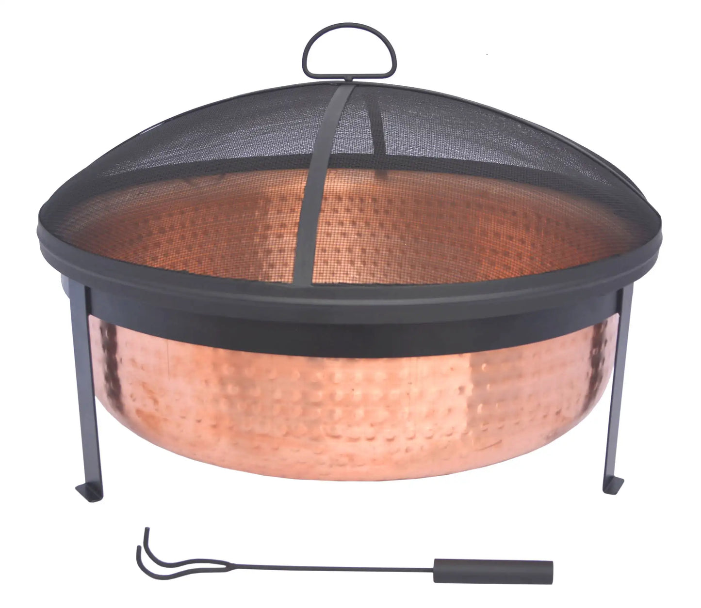 Fire Pit Round Copper with Mesh Cover Outdoor