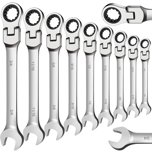 WOZOBUY Flex-Head Ratchet Wrench Set, - Tool Traction