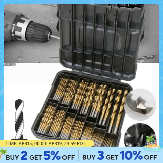 99pcs  Twist Drill Set High Speed Steel Titanium