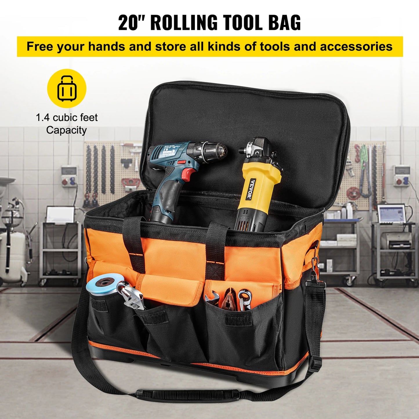 VEVOR Rolling Tool Bag Trolley - Tool Traction