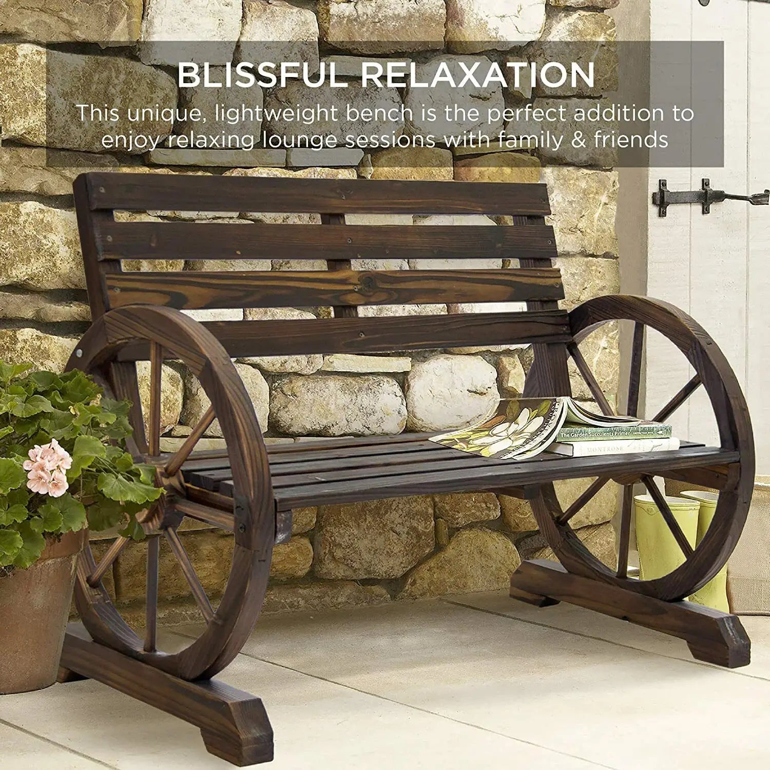 Bench Garden Loveseat Porch Patio Outdoor Seat Wagon Wheel - Tool Traction