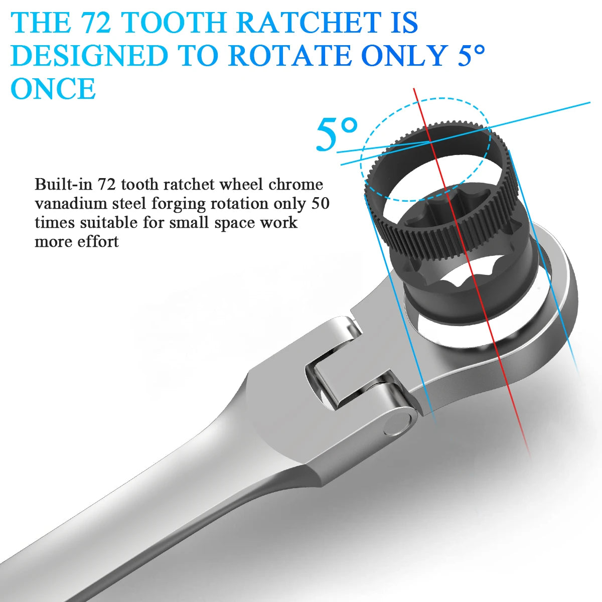 WOZOBUY Flex-Head Ratchet Wrench Set, - Tool Traction