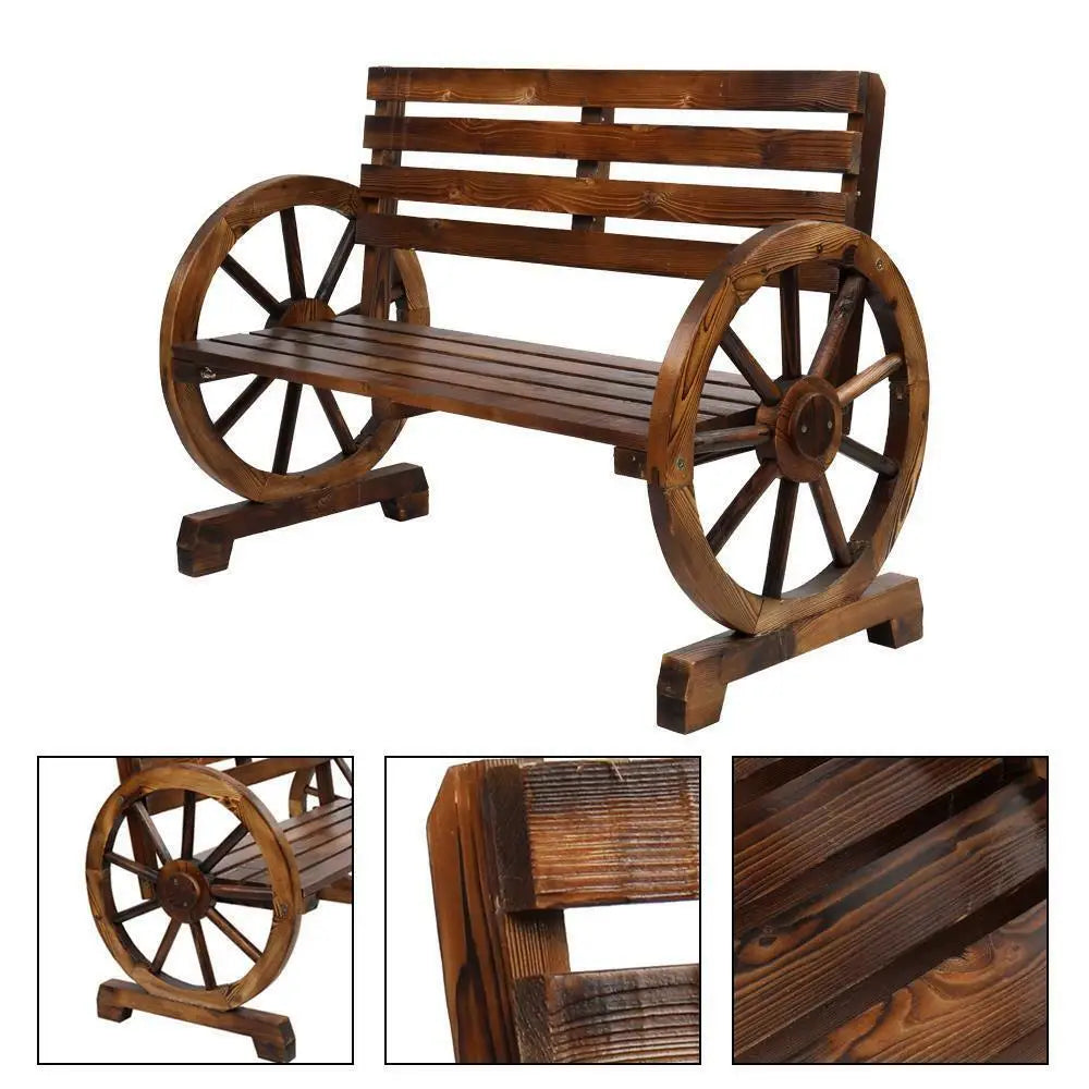 Bench Garden Loveseat Porch Patio Outdoor Seat Wagon Wheel - Tool Traction