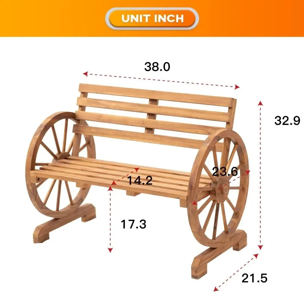 Wooden Wagon Wheel Bench Outdoor - Tool Traction