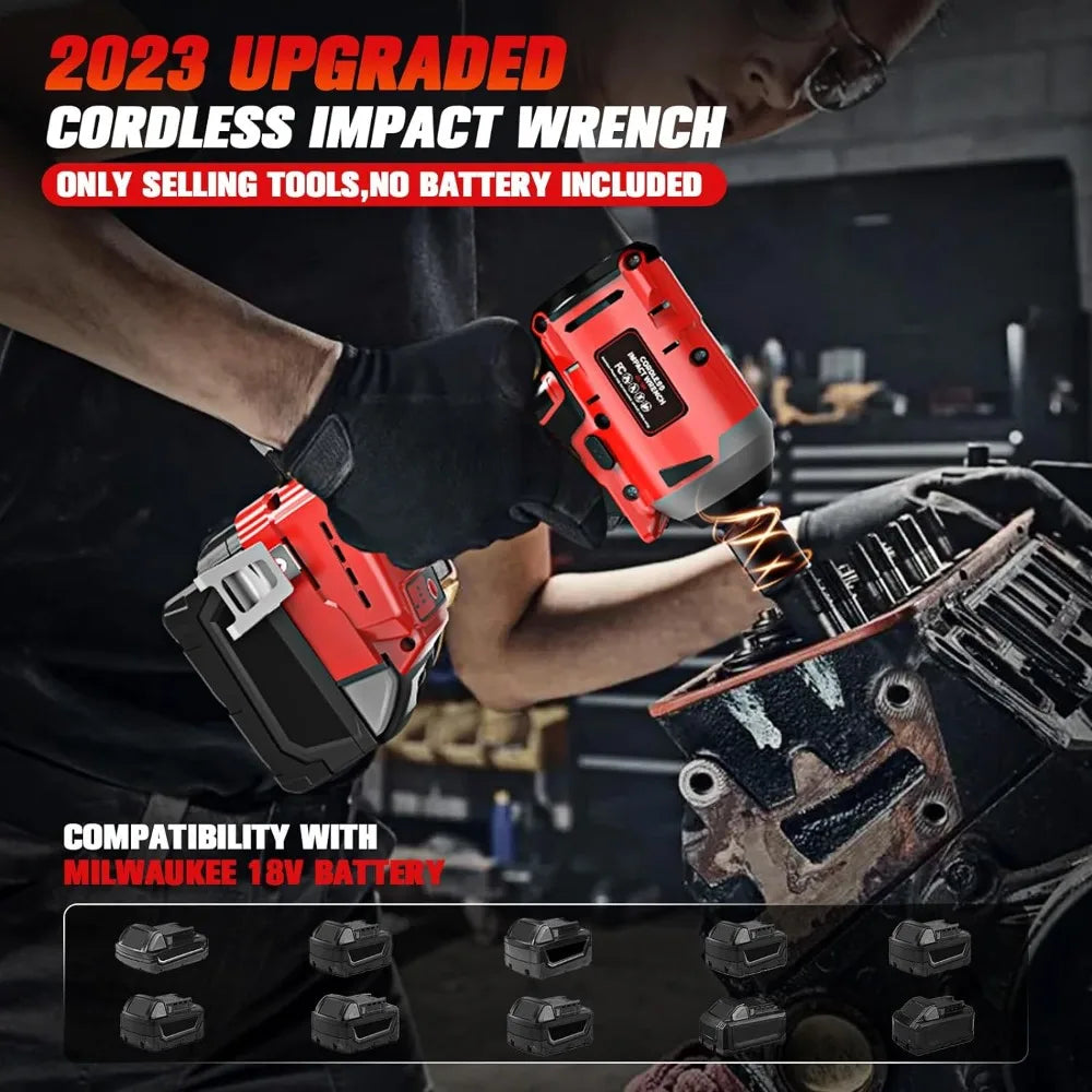 Impact Wrench 1/2" Hog Ring Compatible with Milwaukee 18V Battery, - Tool Traction