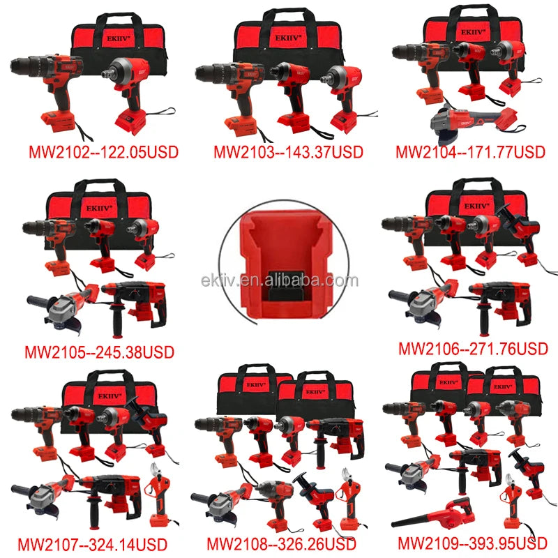 Hammer Drill Impact Screw Driver Cordless Power Tools Set Combo