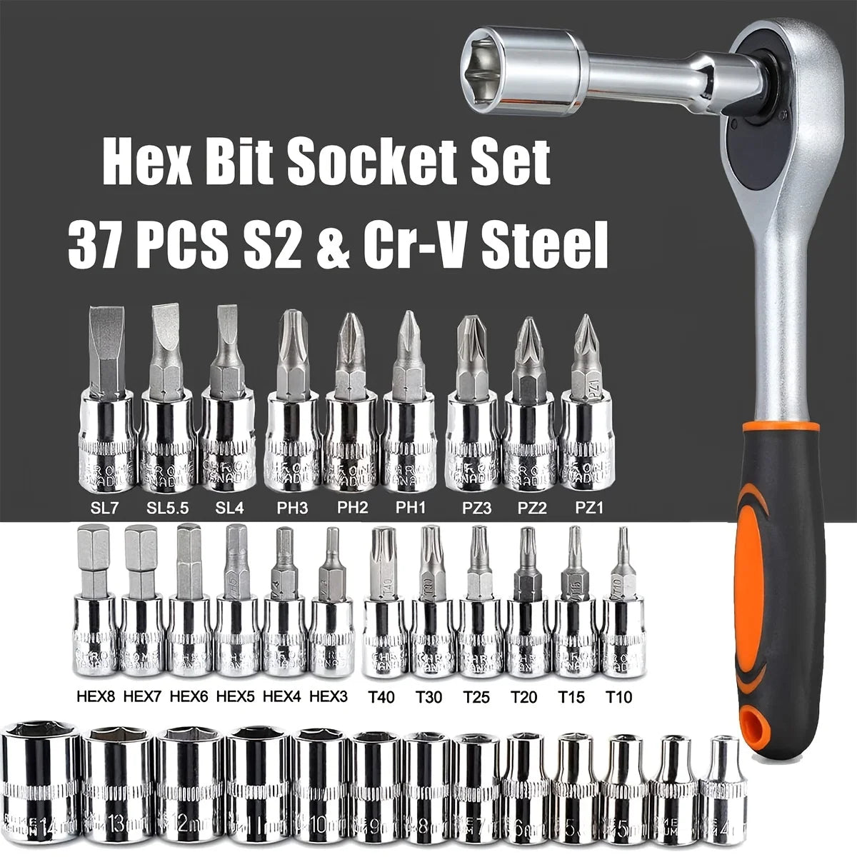 Socket Set 1/4 inch Ratchet Wrench Set 46pc Drive - Tool Traction