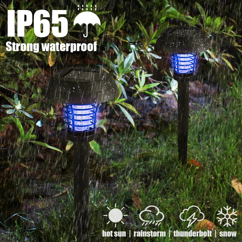 Solar Mosquito Killer With 2 Light Mode Outdoor IP65 Waterproof Led Light Bug Zapper Mosquito Trap Lamps For Garden Lawn Camping