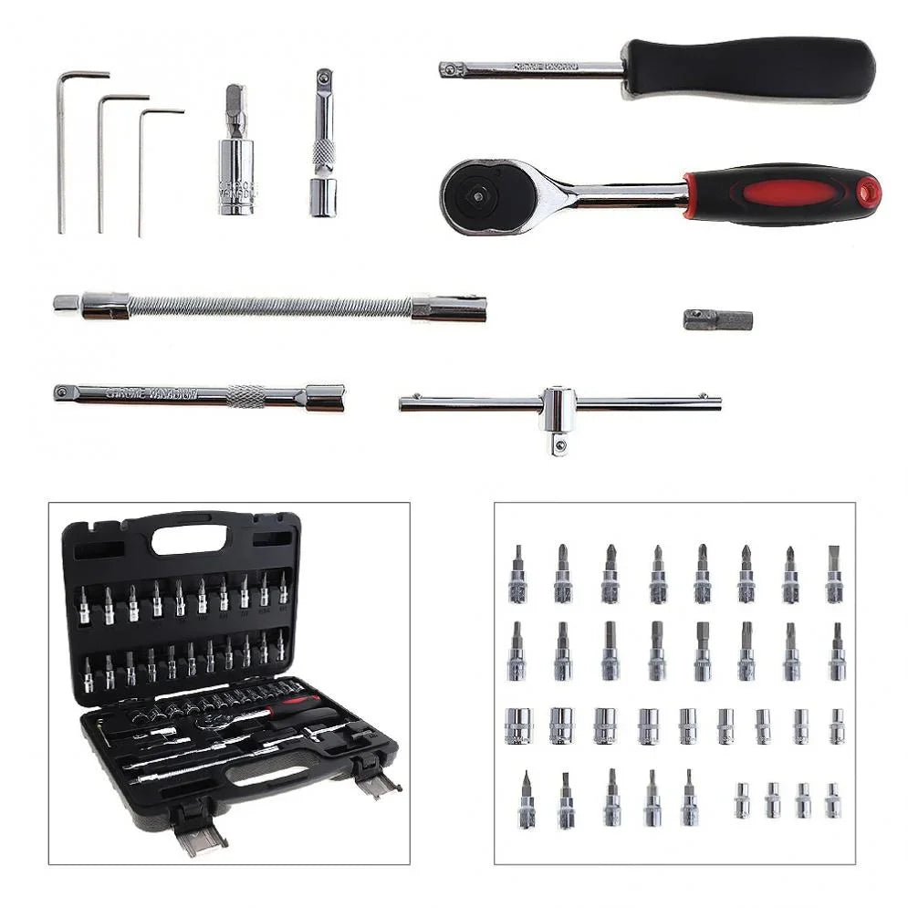 Socket Set Universal Car Repair Tool Ratchet  46pcs/lot - Tool Traction