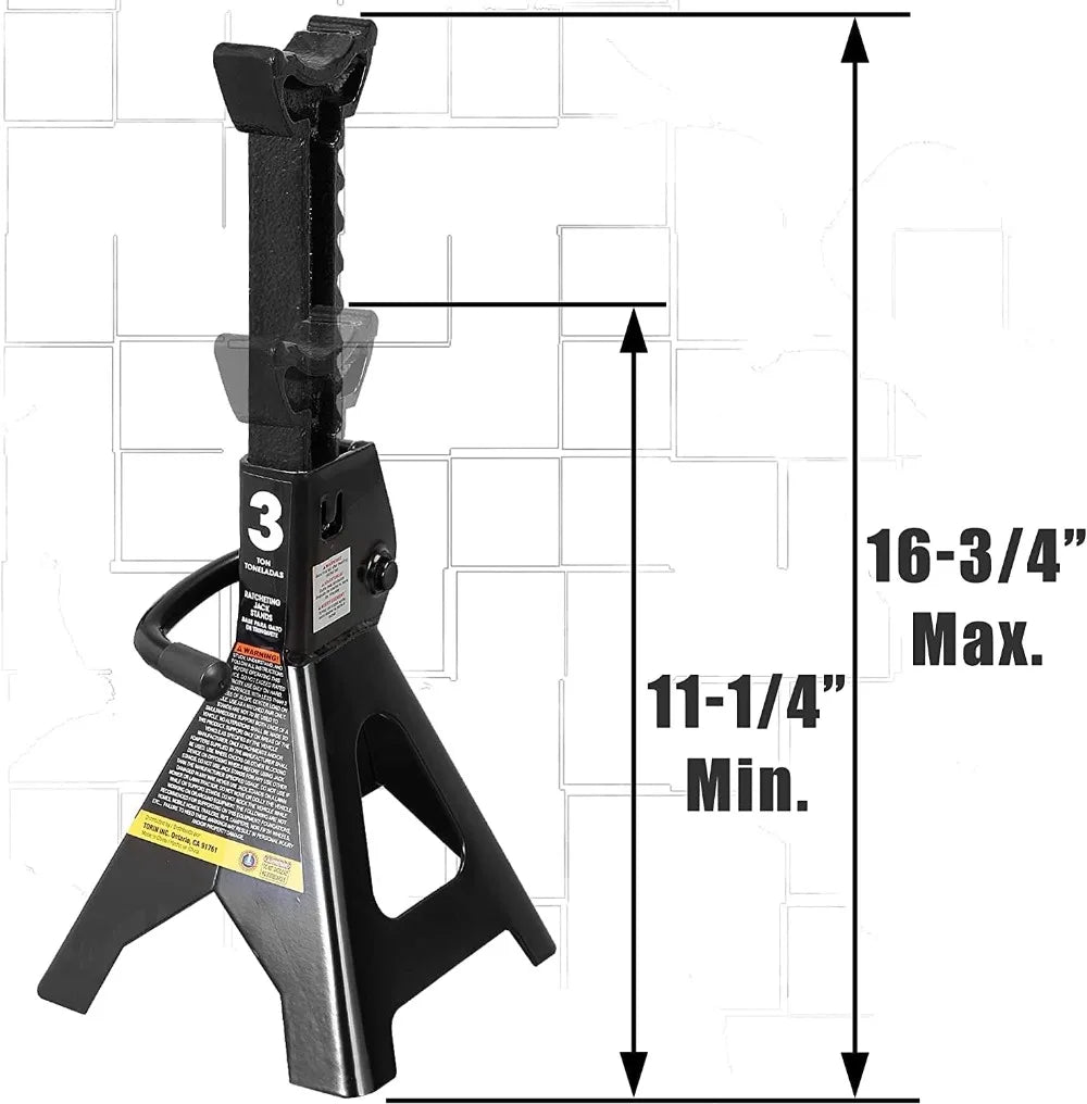 Jack Stands: 3 Ton (6,000 lb) Capacity, - Tool Traction