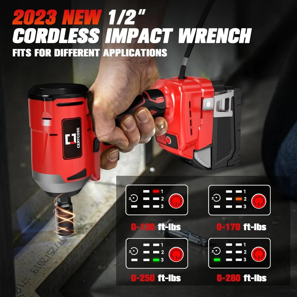 Impact Wrench 1/2" Hog Ring Compatible with Milwaukee 18V Battery, - Tool Traction