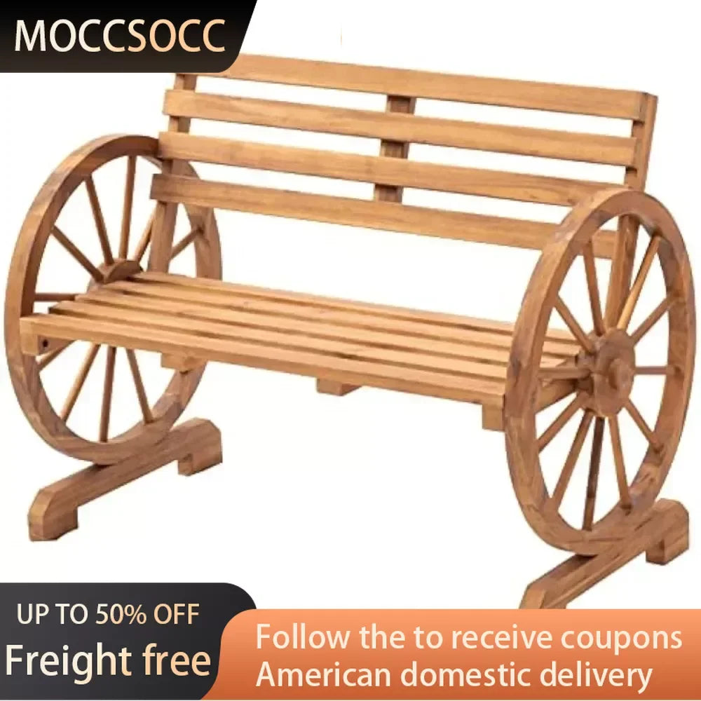 Wooden Wagon Wheel Bench Outdoor - Tool Traction